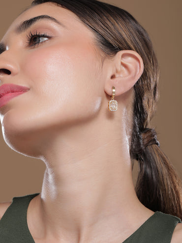 American Diamond Zirconia Gold Toned Drop Earrings