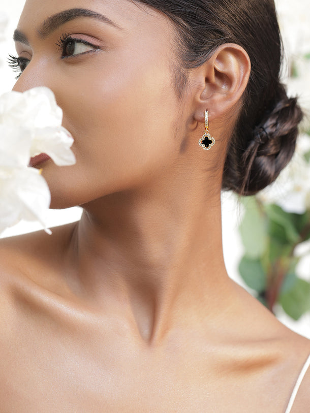 Minimal Glam American Diamond Zirconia Floral Hoops