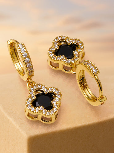 Minimal Glam American Diamond Zirconia Floral Hoops