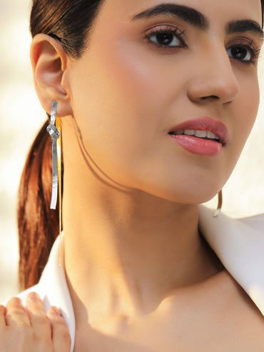Dual Tone Knotted Tassel Drop Earrings