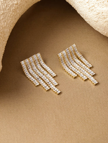 Crystal Cascading Geometric Dangler Earrings