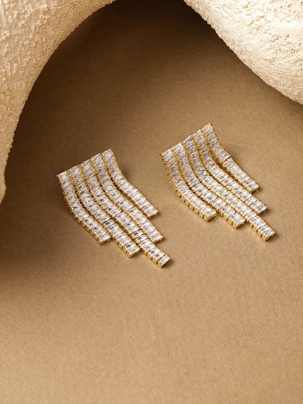 Crystal Cascading Geometric Dangler Earrings