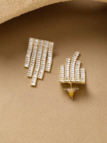 Crystal Cascading Geometric Dangler Earrings