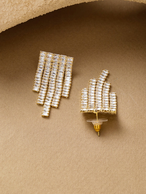 Crystal Cascading Geometric Dangler Earrings