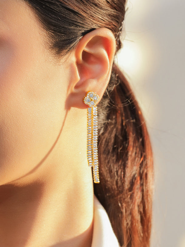 Clover Studded Dangler Earrings