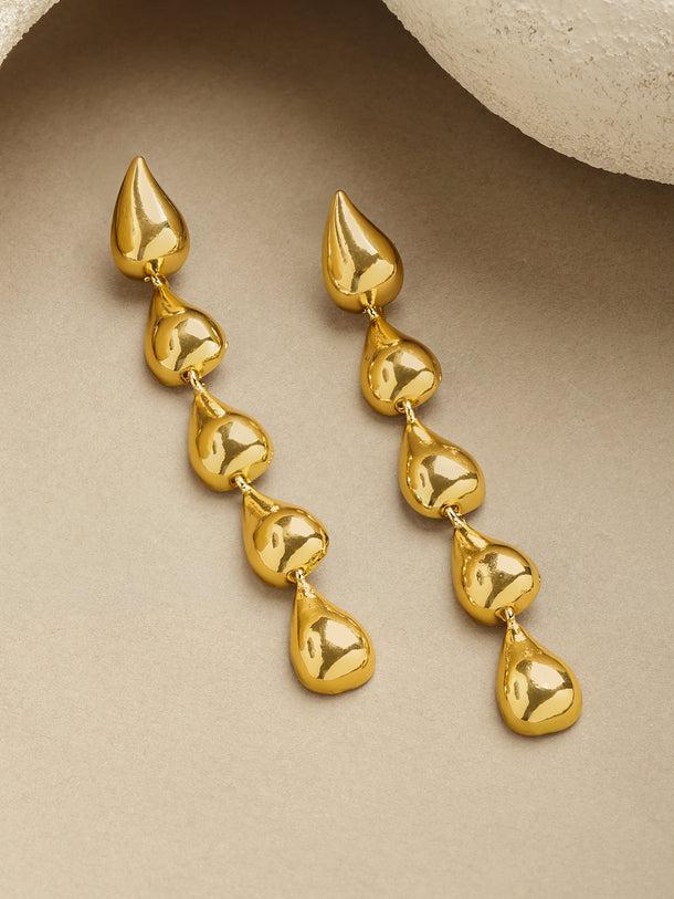 Teardrop Motif Gold Drop Earrings