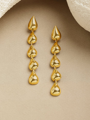 Rubans Voguish 18K Gold-Plated Brass Sculptural Molten Drop Long Statement Earrings