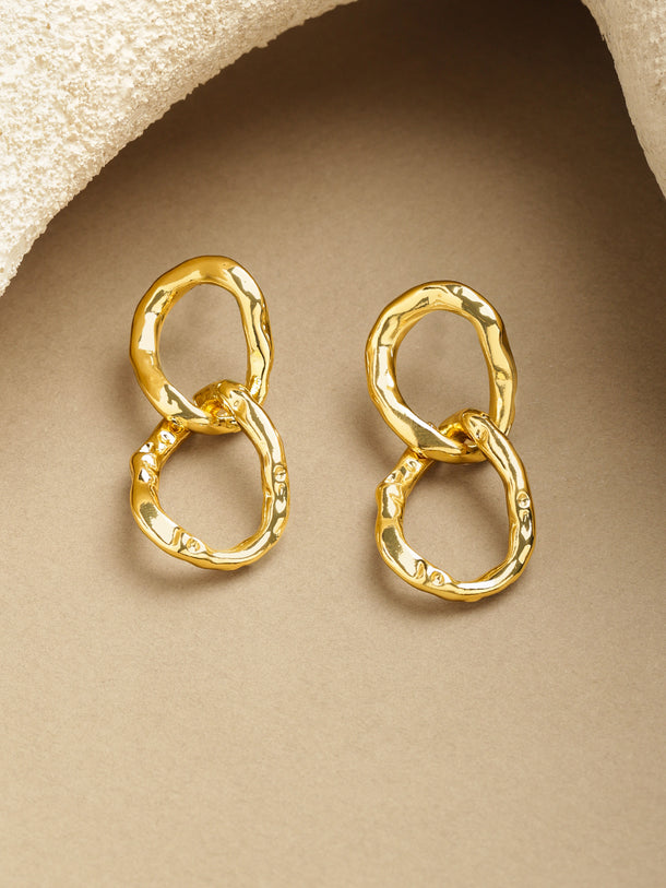Modern Golden Gilded Flow Drop Earrings