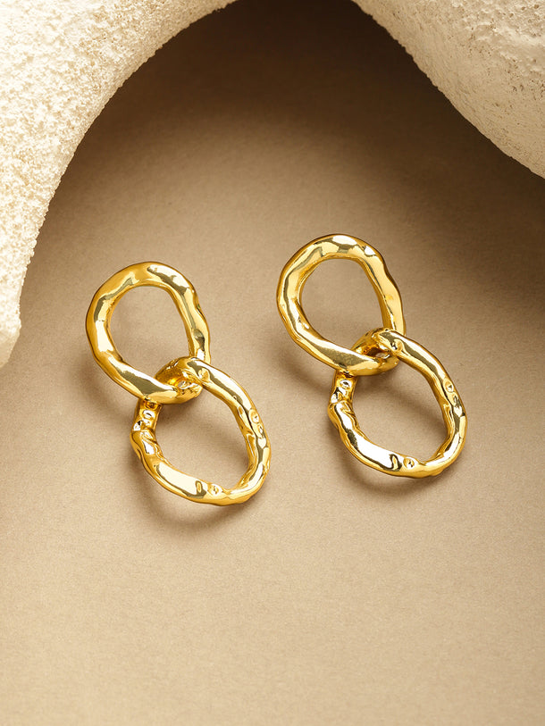 Modern Golden Gilded Flow Drop Earrings