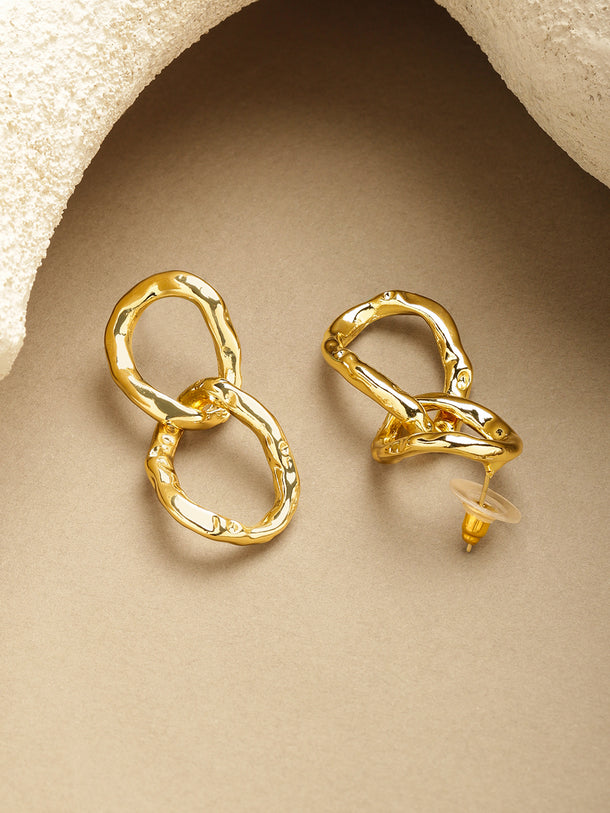 Modern Golden Gilded Flow Drop Earrings