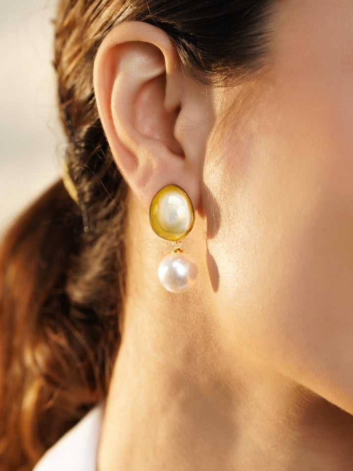 Rubans Voguish 18K Gold-Plated Brass Smoky Grey Crystal AD-Studded Drop Earrings