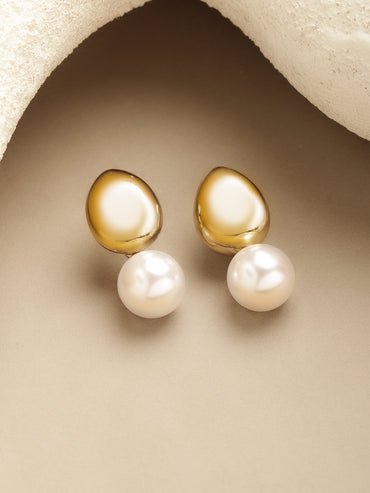 Rubans Voguish 18K Gold-Plated Brass Smoky Grey Crystal AD-Studded Drop Earrings