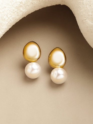 Rubans Voguish 18K Gold-Plated Brass Smoky Grey Crystal AD-Studded Drop Earrings