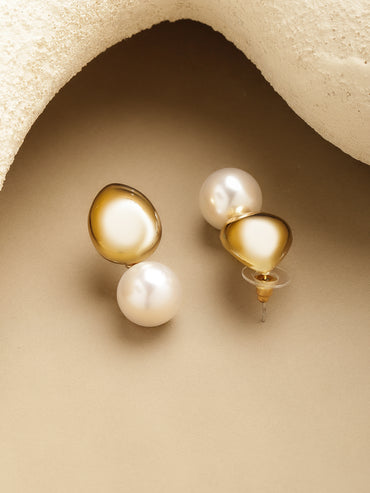 Rubans Voguish 18K Gold-Plated Brass Smoky Grey Crystal AD-Studded Drop Earrings