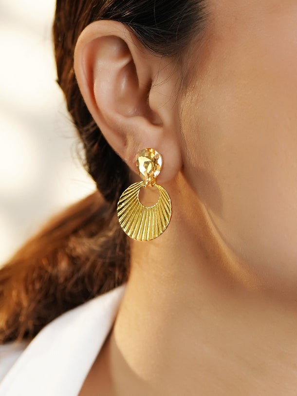 White & Gold Drop Earrings