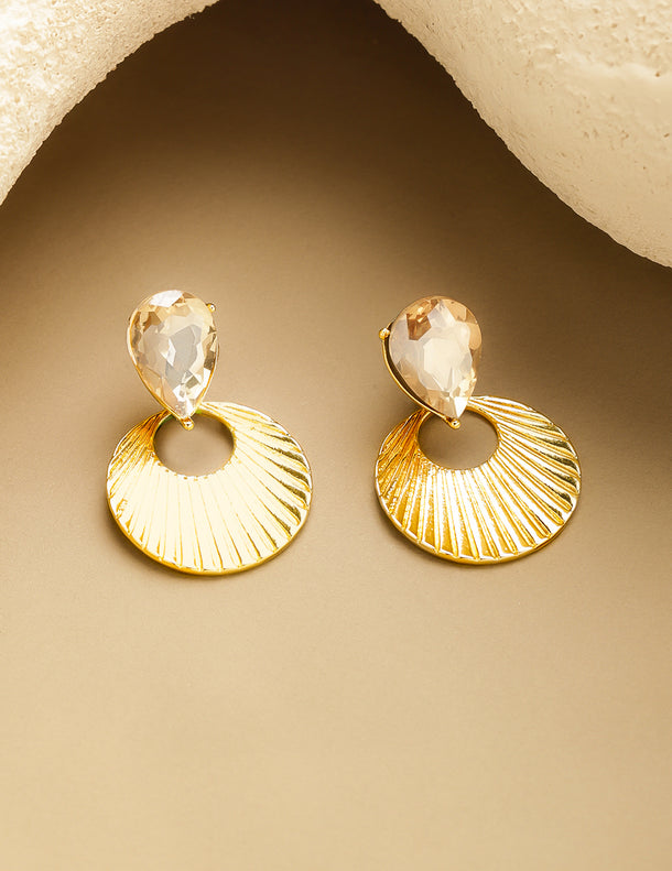 White & Gold Drop Earrings