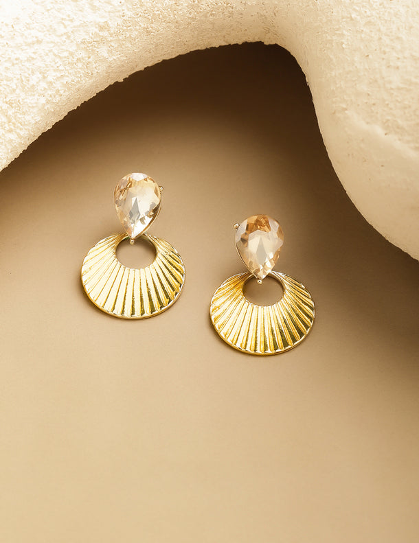 White & Gold Drop Earrings