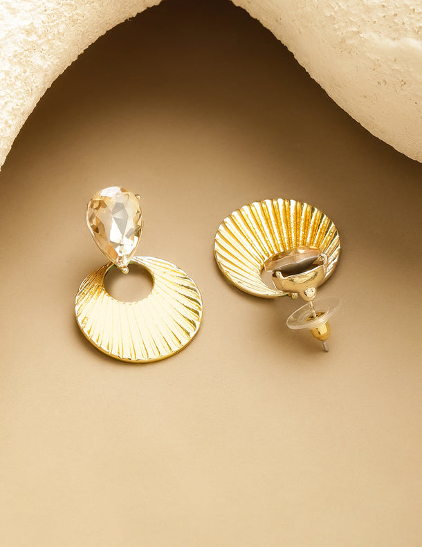 White & Gold Drop Earrings