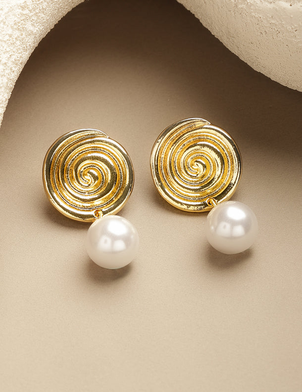 Rubans Voguish 18K Gold-Plated Brass Dual Interlinked Hoop Drop Earrings