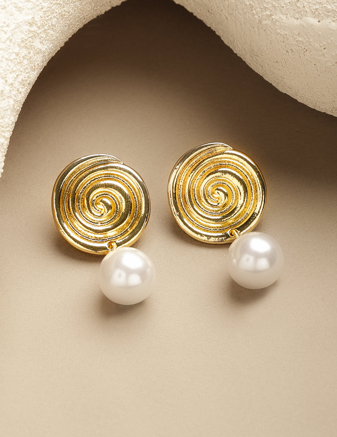 Rubans Voguish 18K Gold-Plated Brass Dual Interlinked Hoop Drop Earrings