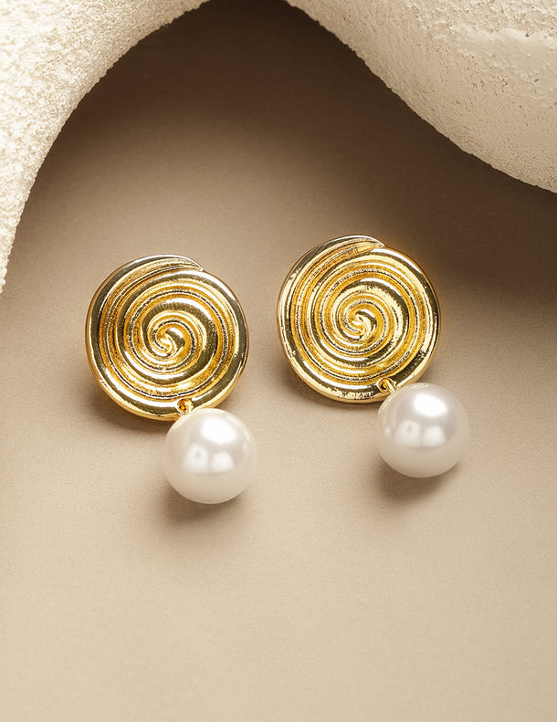 Rubans Voguish 18K Gold-Plated Brass Dual Interlinked Hoop Drop Earrings