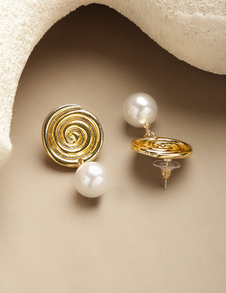 Rubans Voguish 18K Gold-Plated Brass Dual Interlinked Hoop Drop Earrings