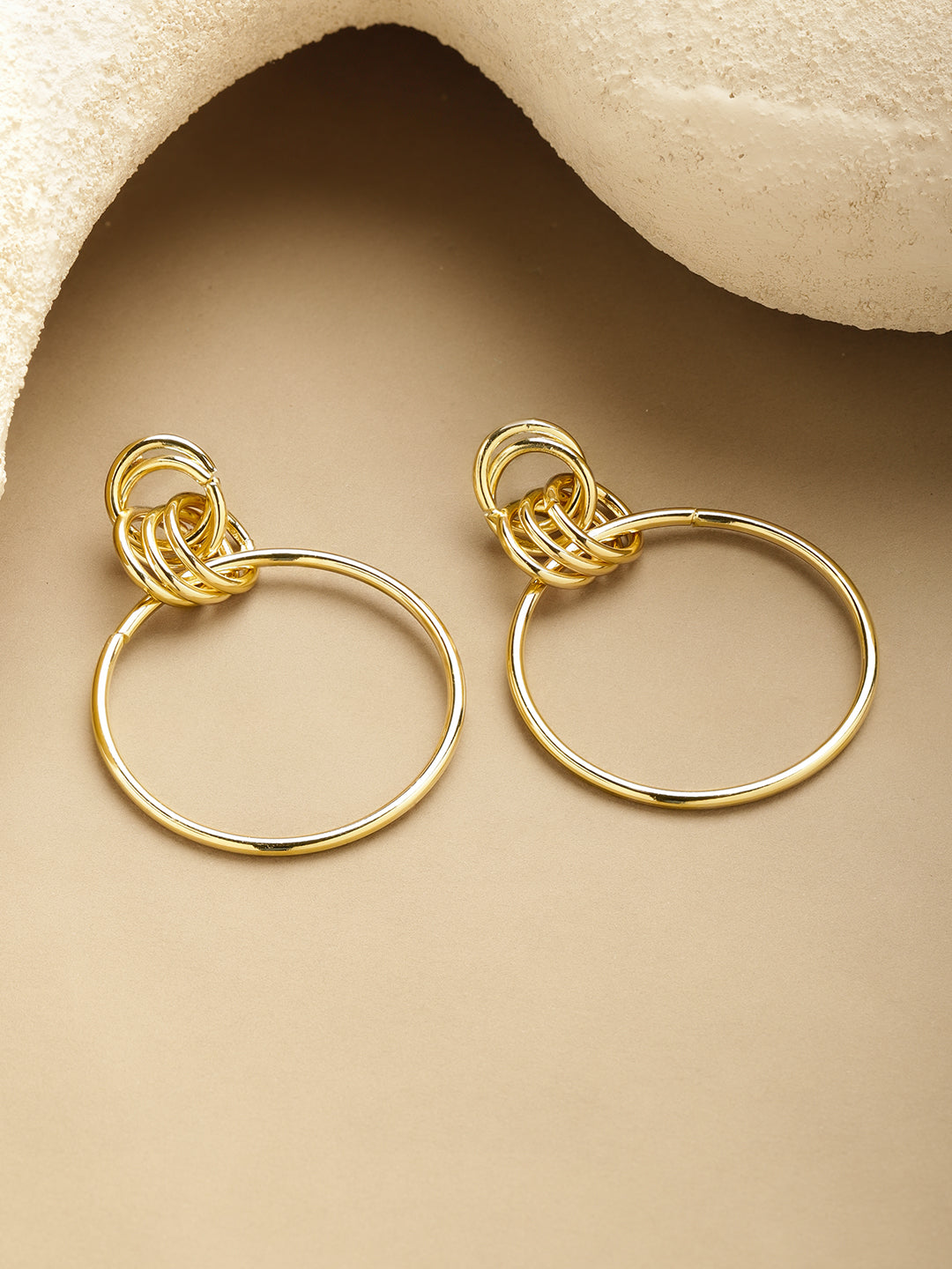 Rubans Voguish 18K Gold-Plated Stainless Steel Tarnish-Free Waterproof Big Drop Earrings