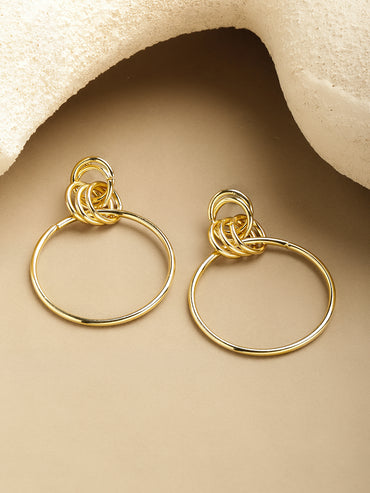 Rubans Voguish 18K Gold-Plated Stainless Steel Tarnish-Free Waterproof Big Drop Earrings