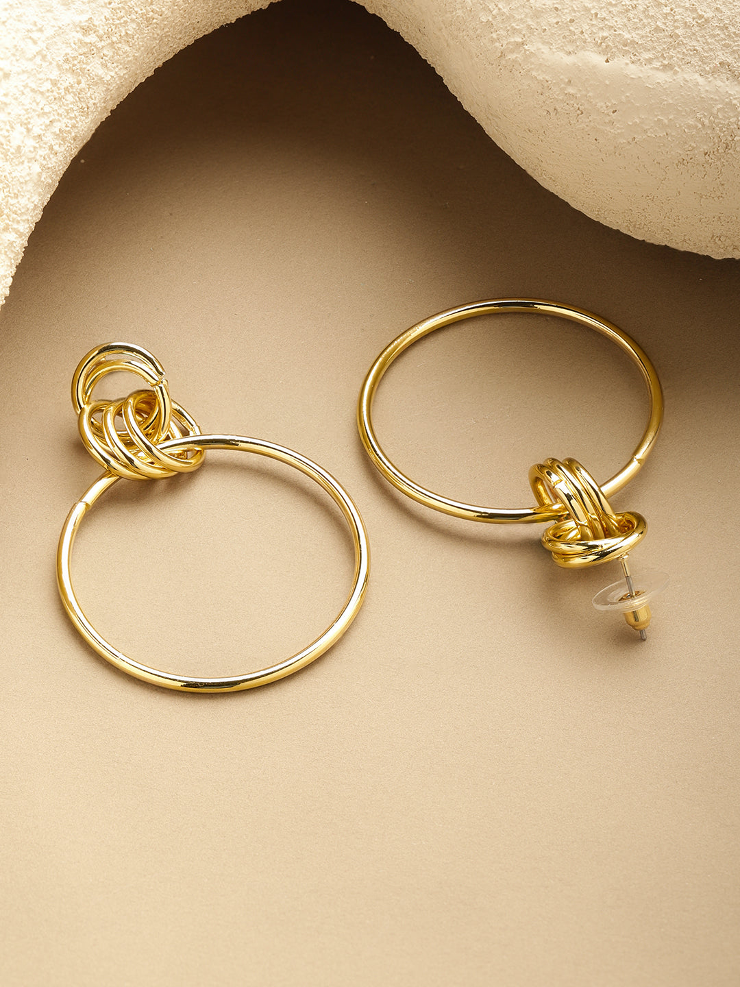 Rubans Voguish 18K Gold-Plated Stainless Steel Tarnish-Free Waterproof Big Drop Earrings