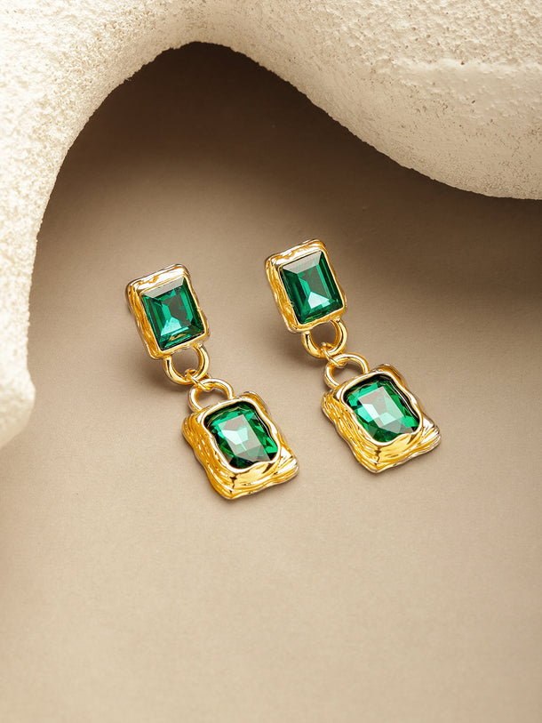 Green Crystal Drop Earrings