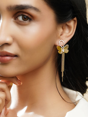 Butterfly Motif Tassel Dangler Earrings