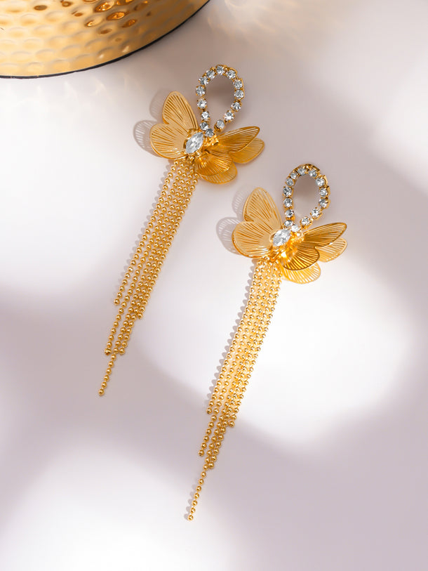 Butterfly Motif Tassel Dangler Earrings