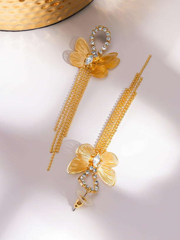 Butterfly Motif Tassel Dangler Earrings