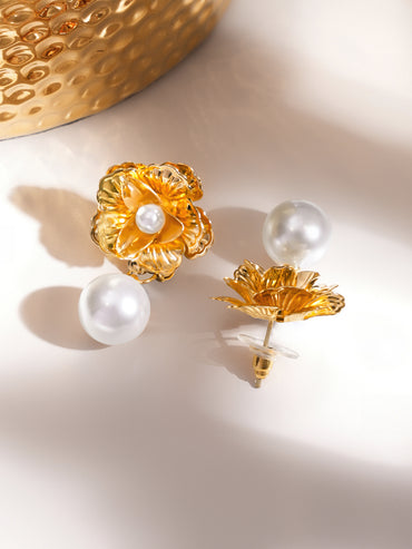 Gold Pearl Drop Earrings