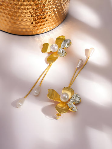 Gold & White Dangler Earrings