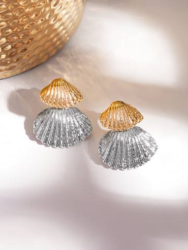 Shell Motif Multi-Toned Drop Earrings