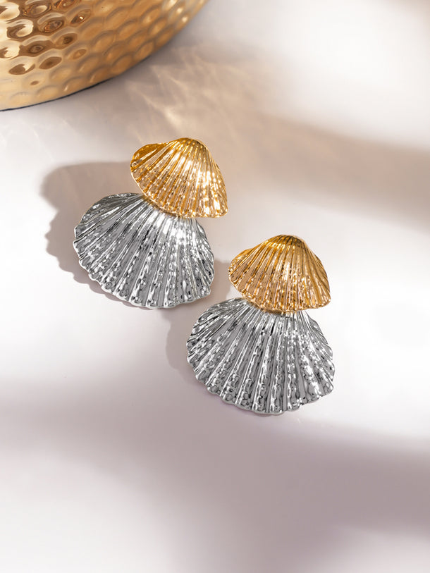 Shell Motif Multi-Toned Drop Earrings