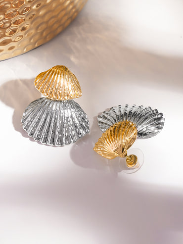 Shell Motif Multi-Toned Drop Earrings