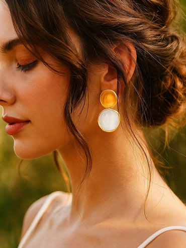 Minimal White Glow Drop Earrings