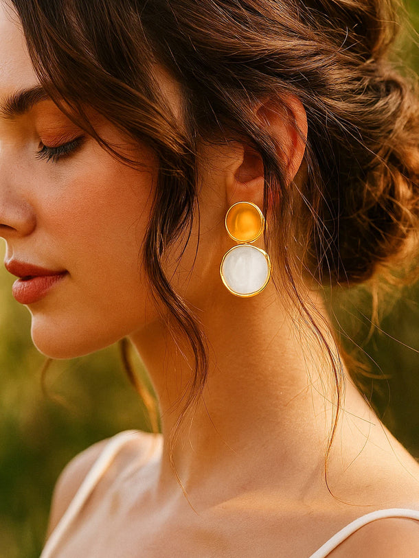 Minimal White Glow Drop Earrings