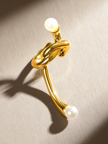 Trendy Twist Knot Pearl Ear Cuff