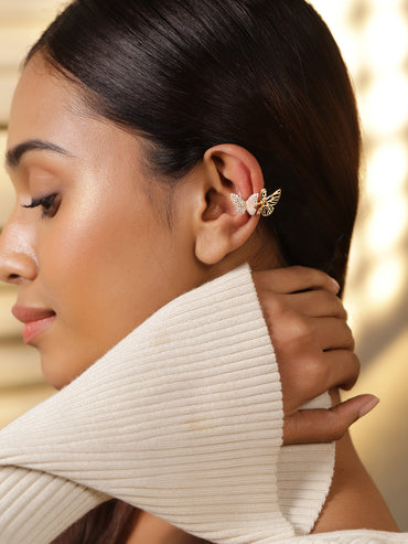 Golden Pave Butterfly Glow Ear Cuff