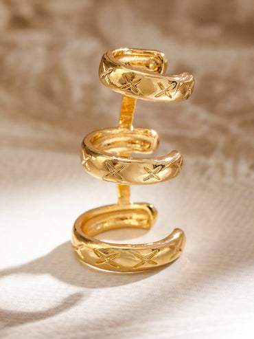 Sleek Engraved Three-Band Statement Cuff