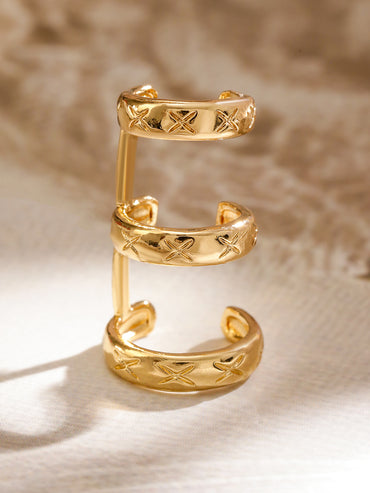 Sleek Engraved Three-Band Statement Cuff