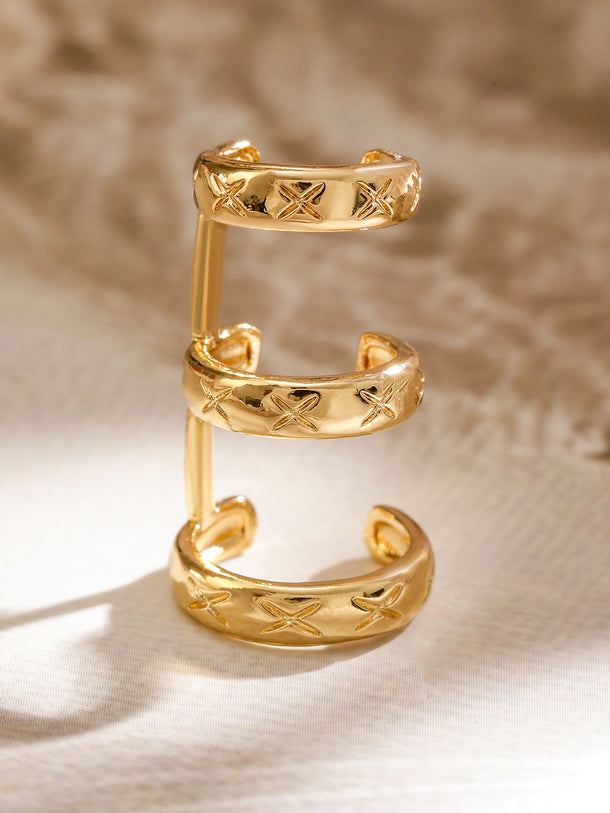 Sleek Engraved Three-Band Statement Cuff