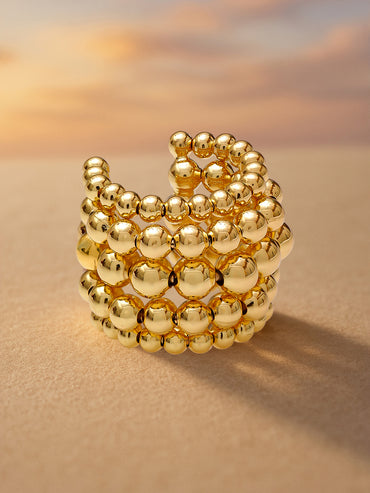 Layered Gold Beaded Ear Cuffs