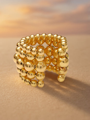 Layered Gold Beaded Ear Cuffs