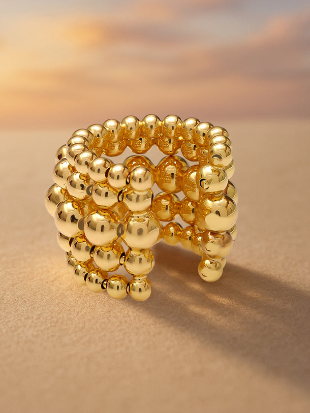 Layered Gold Beaded Ear Cuffs