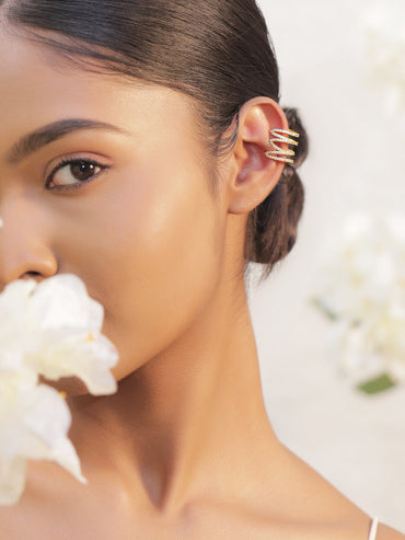 Golden Spiral CZ Shine Ear Cuff