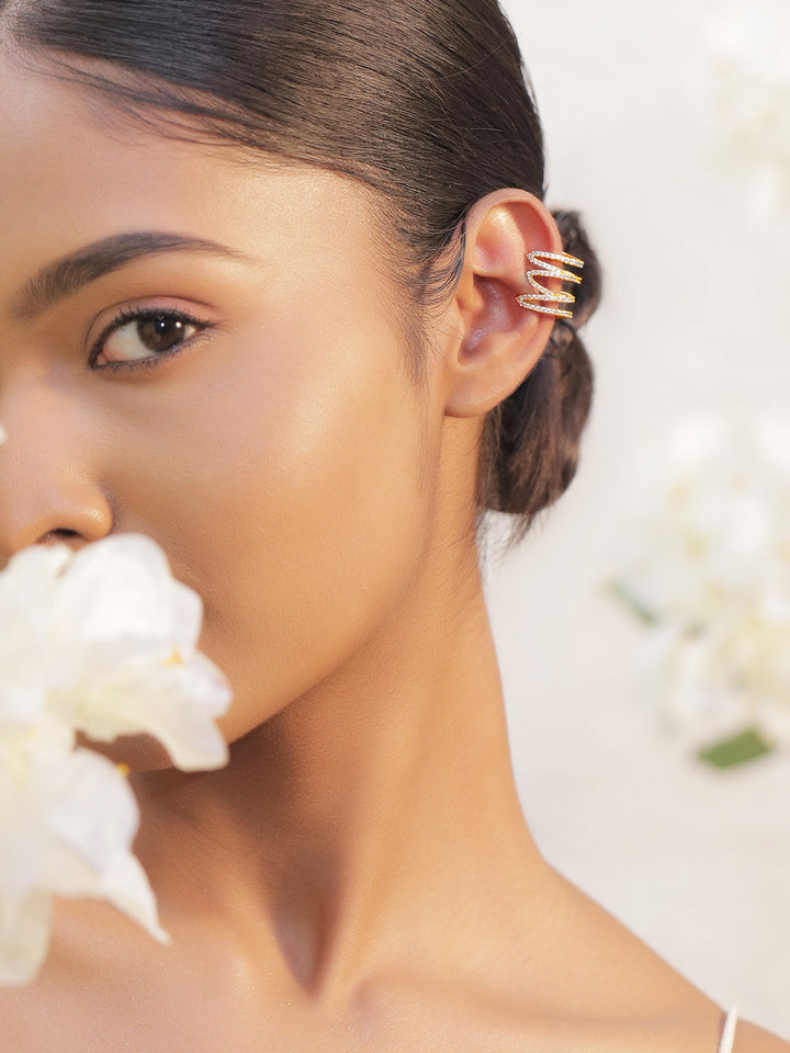 Golden Spiral CZ Shine Ear Cuff